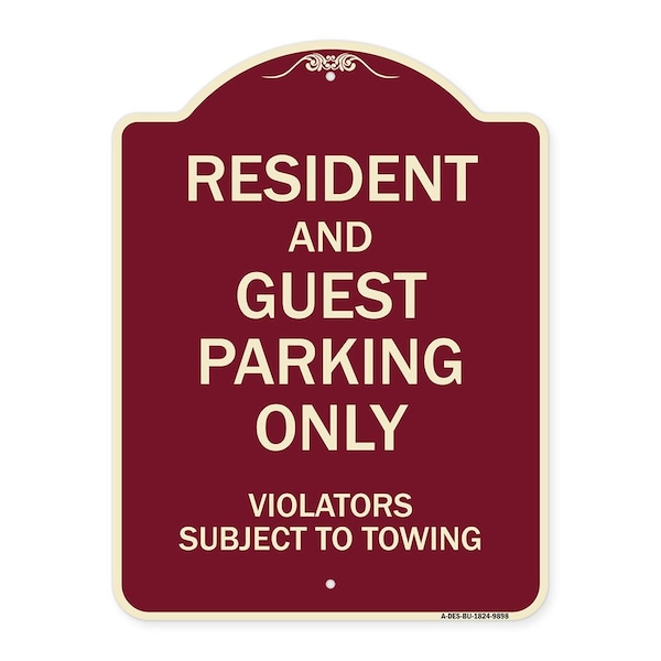 Signmission Designer Series-Resident And Guest Parking Only Violators Subject To Towing, 24" x 18", BU-1824-9898 A-DES-BU-1824-9898 - main